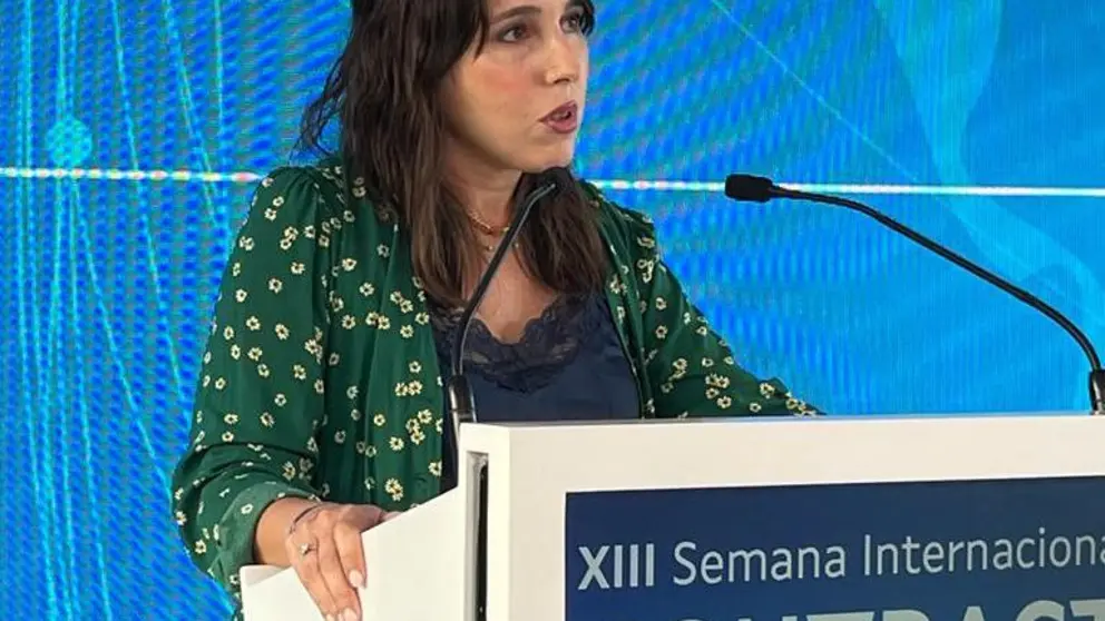 Mar&iacute;a Jes&uacute;s Lorenzana, conselleira de Econom&iacute;a, Industria e Innovaci&oacute;n, durante a celebraci&oacute;n da XIII Semana Internacional Contract Galicia.