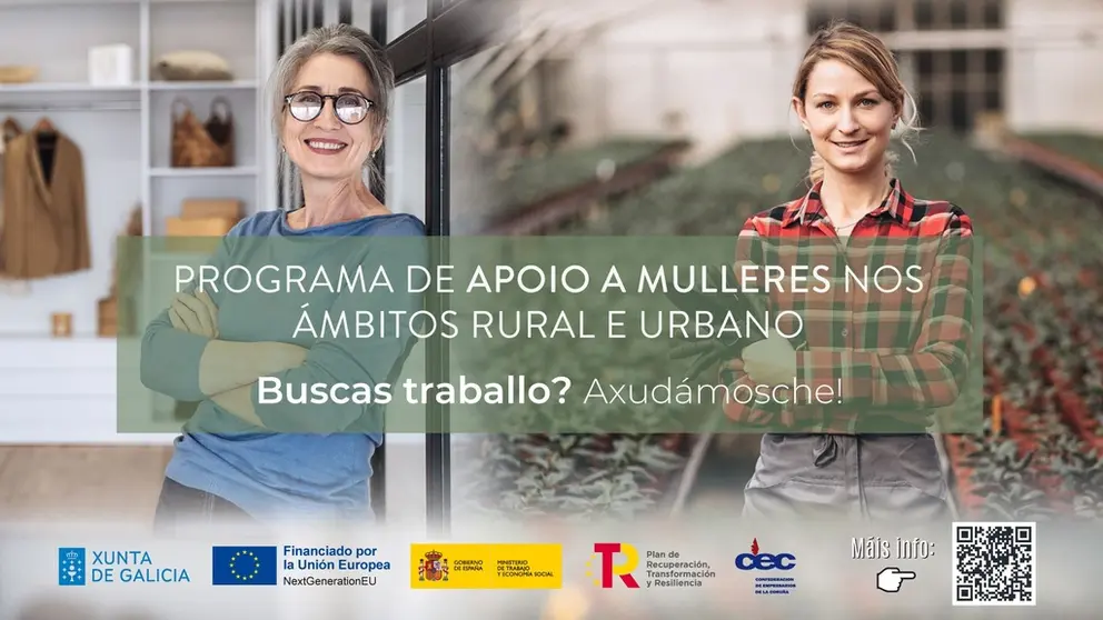 Cartel do "Programa de apoio a mulleres nos &aacute;mbitos rurral e urbano".