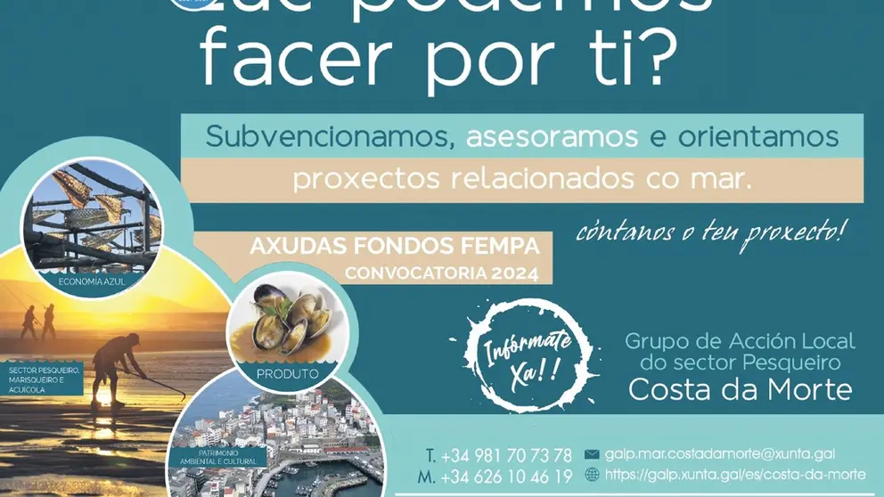Cartel da convocatoria de axudas  polo Galp Costa da Morte