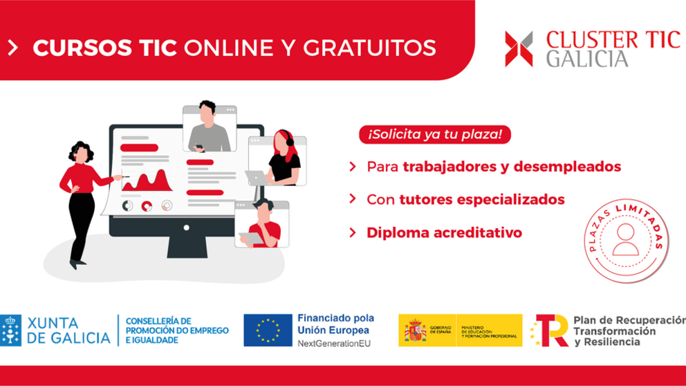 Cartel del plan formativo del Cl&uacute;ster TIC de Galicia.